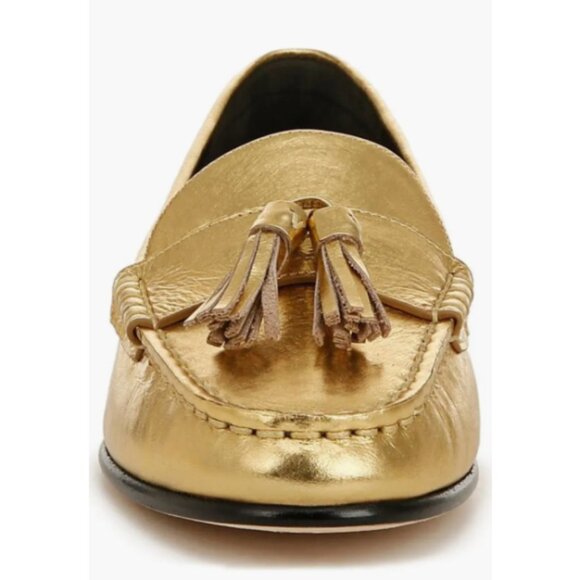*SOLD* Veronica Beard 'Penny Tassel' Leather Loafer Shoes, Metallic Gold - Picture 6 of 8